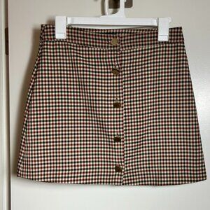 zara plaid button down skirt